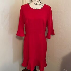White House Black House Red Bell Sleeve Ruffle Hem Dress Feminine Contemporary